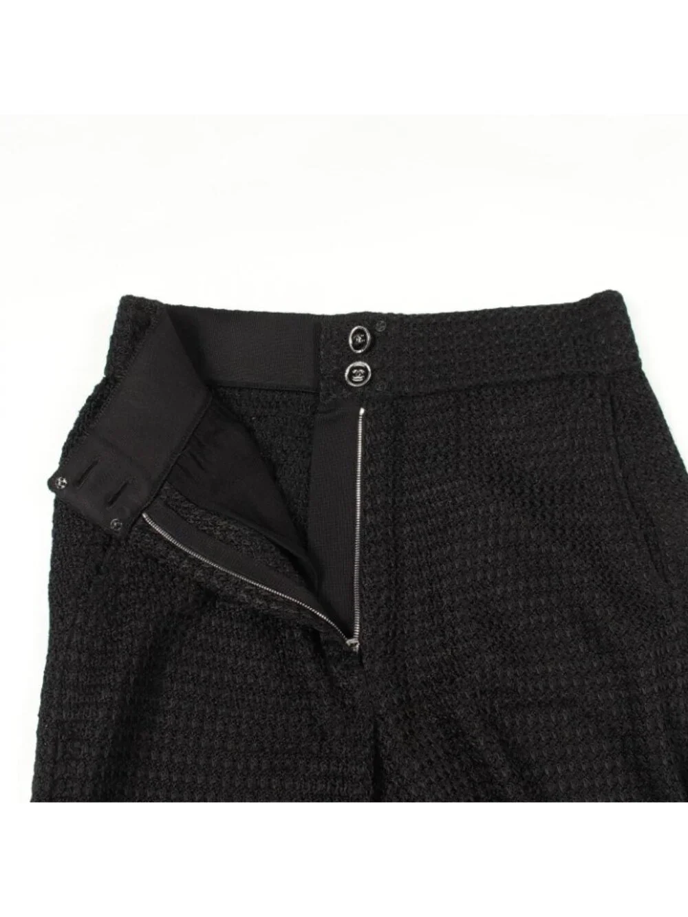 Chanel Pants CC Logo Button Knit Rayon Cotton
